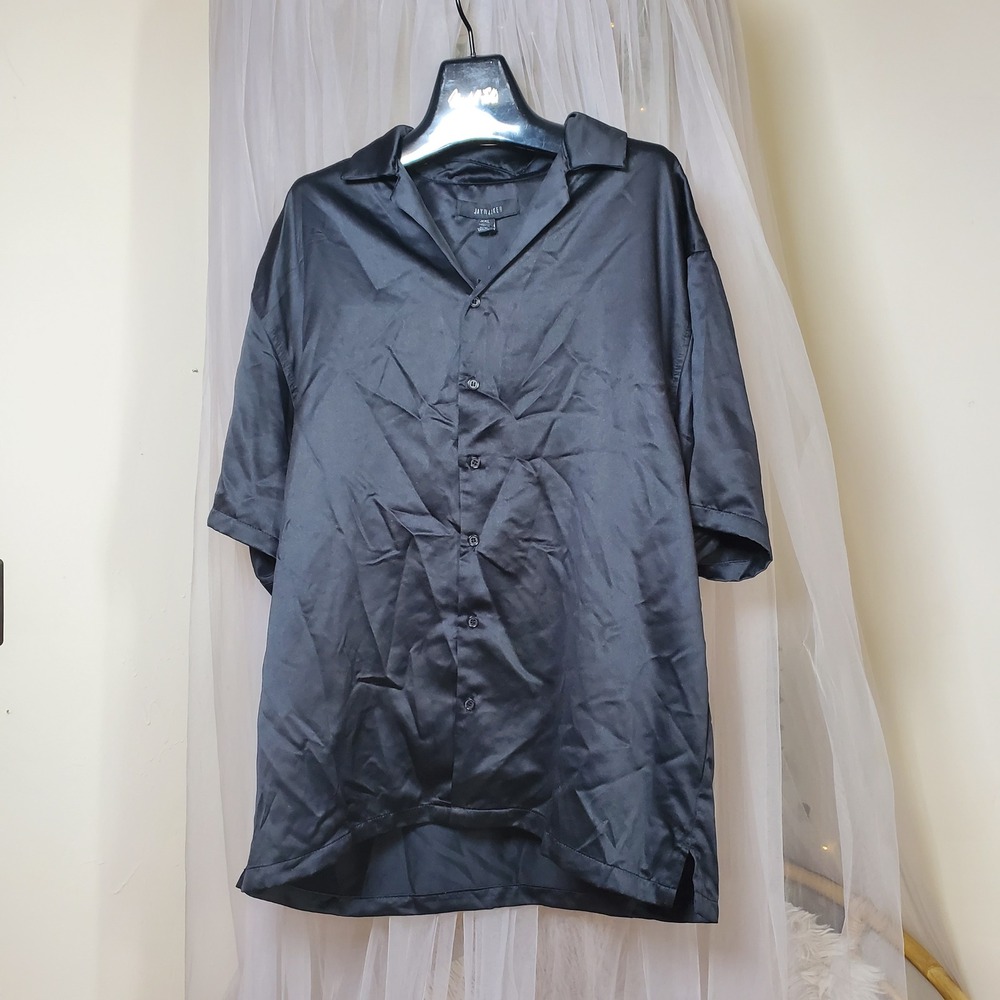 Jay Walker Macys Short Sleeve Button‎ Silky Dress Shirt Party Black XXL Clubwear